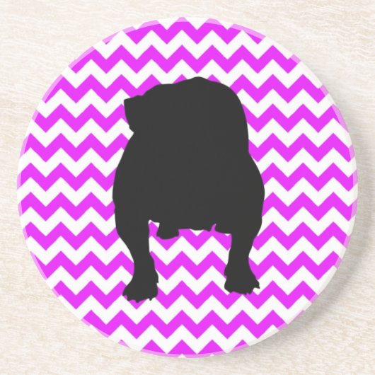 Perfect roze Chevron met Engelse Bulldog Shadow Zandsteen Onderzetter (Voorkant)
