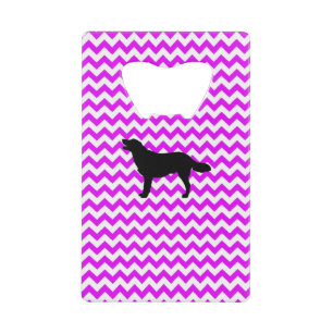 Perfect roze Chevron met Golden Retriever Kredietkaart Flessenopener