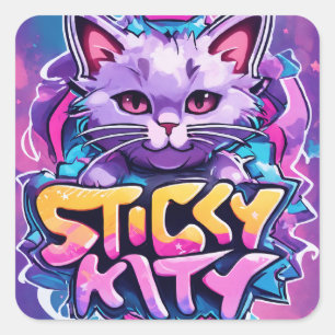 "Perfect Schattig: Schattigee Katten Stickers" Vierkante Sticker