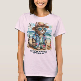 Perfect strandleven voor kattenliefhebbers t-shirt