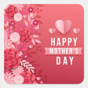 Perfect voor het geven of versieren van Moederdag Vierkante Sticker