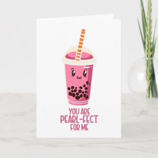 Perfect voor mij boba parelthee drink kawaii schat kaart (Voorkant)