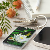 Perfect White Water Lily en Bud Sleutelhanger (Voorkant Rechts)