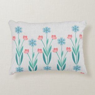 Perfecte Bloementuin Stofblauw & Blozend Roze Accent Kussen