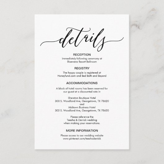 Perfecte bruiloft Details Behuizing Kaart (Voorkant)