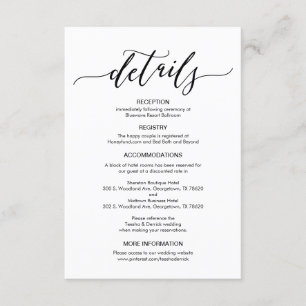 Perfecte bruiloft Details Behuizing Kaart