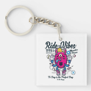 Perfecte dag om gelukkig te zijn Grappig monster Sleutelhanger