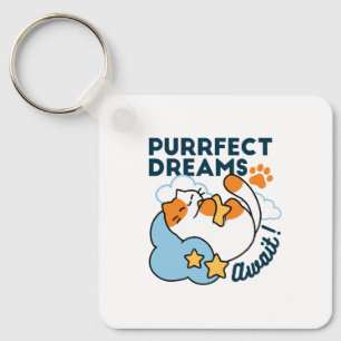 Perfecte Dromen Wachten – Knuffelende Slaapkat Dro Sleutelhanger