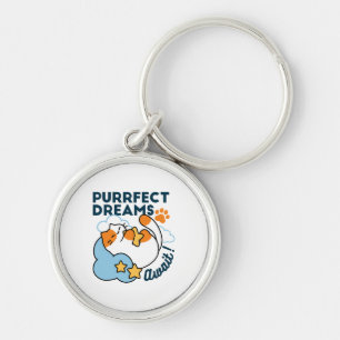 Perfecte Dromen Wachten – Knuffelende Slaapkat Dro Sleutelhanger