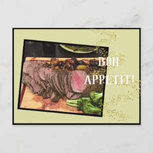Perfecte eerste rib met aardappelen en Broccoli Si Briefkaart