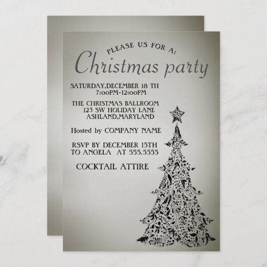 Perfecte, elegante, mooie kerstboom uitnodiging (Voorkant / Achterkant)