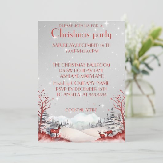 Perfecte, elegante, rode kerst uitnodiging (Staand voorkant)
