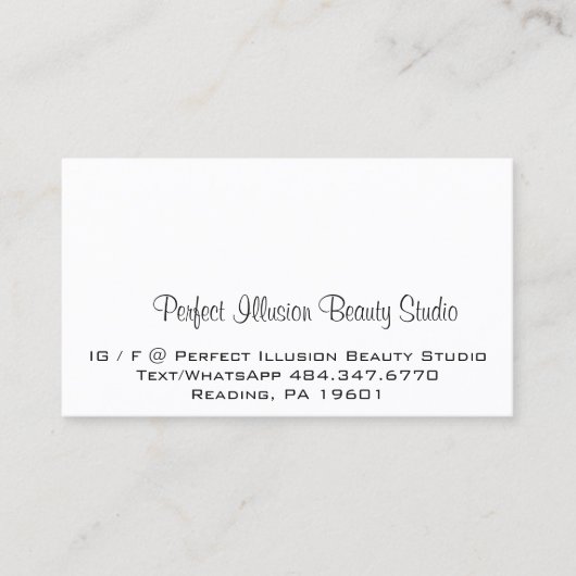 Perfecte illusie, prachtige Studio Services, zwart Visitekaartje (Voorkant)