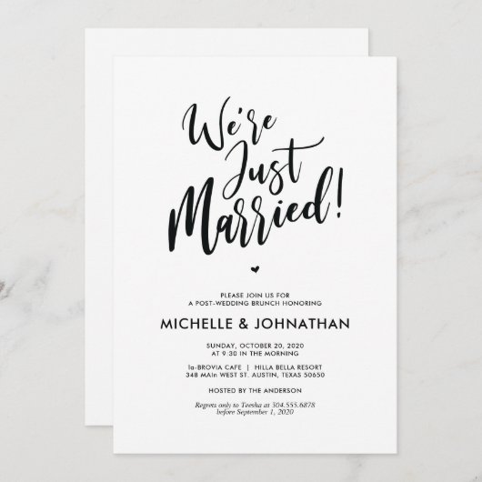 Perfecte kalligrafie post trouw brunch uitnodiging (Voorkant / Achterkant)