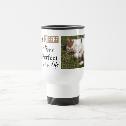 Perfecte kattenhuisje en witte koffie foto reisbeker (Center)