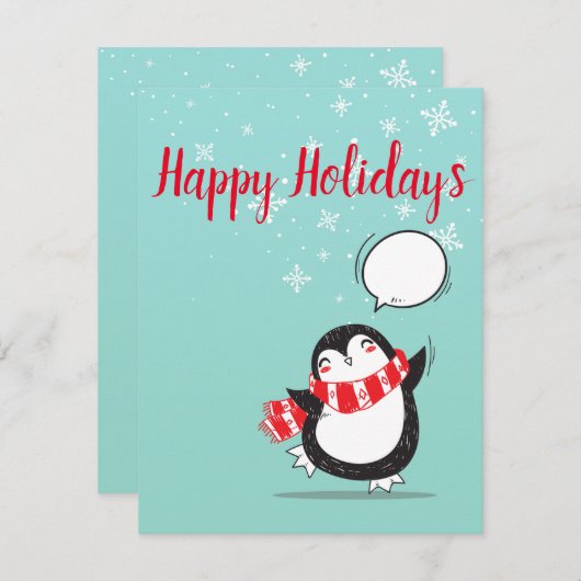 Perfecte kerstpinguïn-kerstkaart feestdagenkaart (Voorkant / Achterkant)