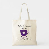Perfecte koffie en vrienden houden van grijs paars tote bag (Achterkant)