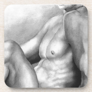 Perfecte Man Borst & Torso Fijne Kunst Houtskool S Drankjes Onderzetter