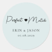 Perfecte match! Blauw-grijs, elegant, eenvoudig Ronde Sticker (Voorkant)