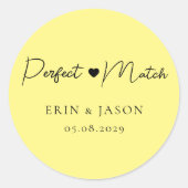 Perfecte match! Geel, Elegant, Simpel Ronde Sticker (Voorkant)
