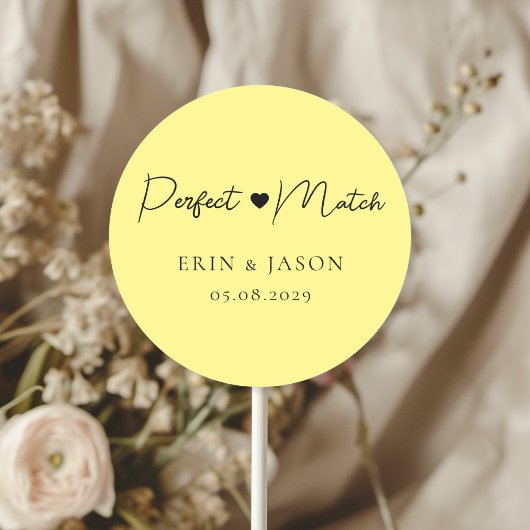 Perfecte match! Geel, Elegant, Simpel Ronde Sticker