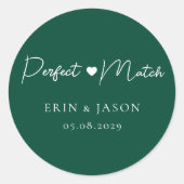 Perfecte match! Groen, Elegant, Eenvoudig Ronde Sticker (Voorkant)