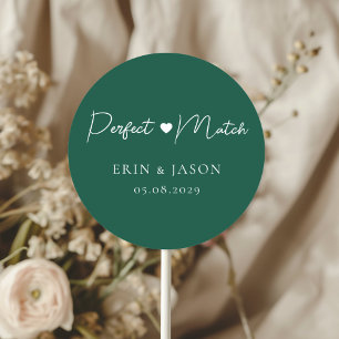 Perfecte match! Groen, Elegant, Simpel Ronde Sticker
