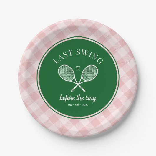 Perfecte Match Laatste Swing Tennis Bachelorette Papieren Bordje (Voorkant)