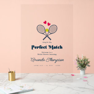 Perfecte Match Preppy Tennis Trouw Bruiloft Acryl Bord