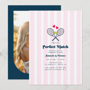 Perfecte Match Preppy Tennis Verlovingspartij Foto Kaart