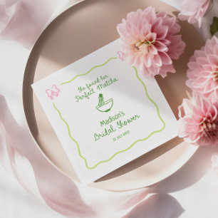 Perfecte Matcha Hand Getekende Bruidsdouche Welkom Servet
