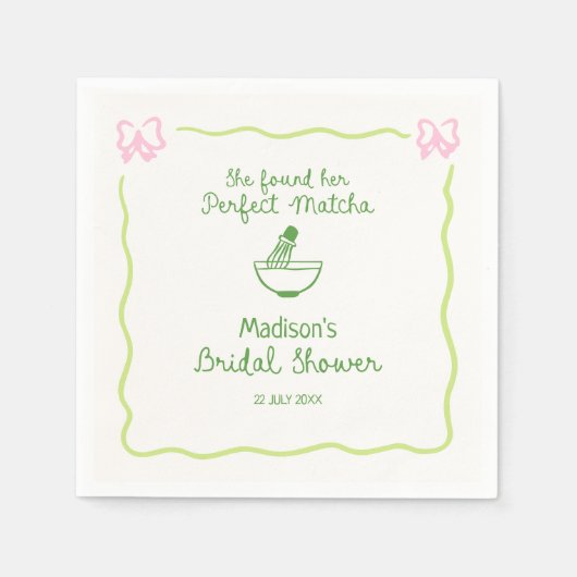 Perfecte Matcha Handgetekende Bruiloftswelkom Servet (Voorkant)