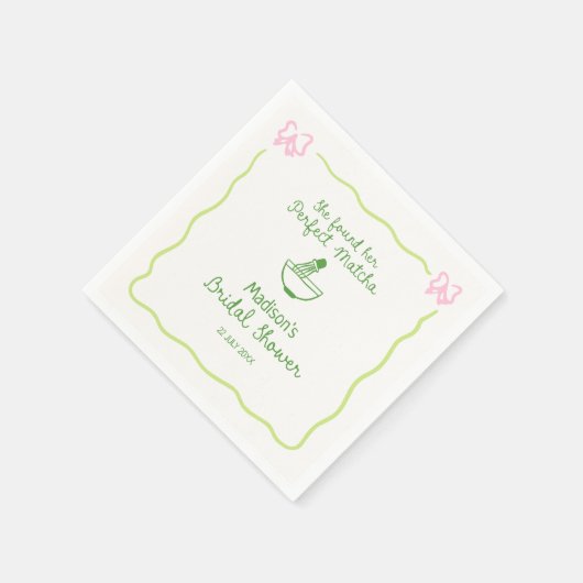 Perfecte Matcha Handgetekende Bruiloftswelkom Servet (Hoek)