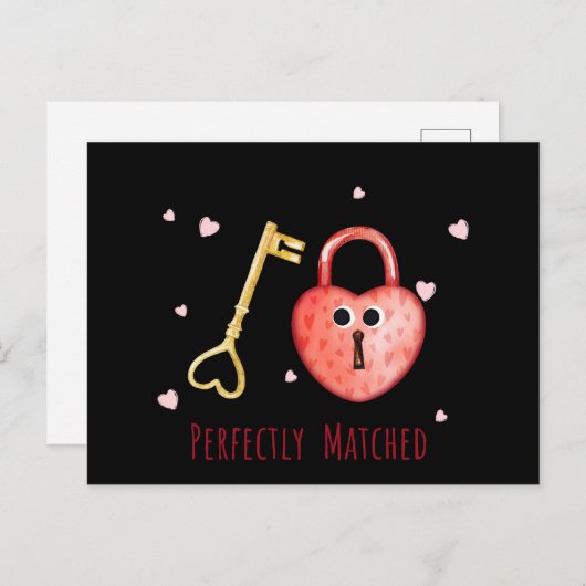 Perfecte matchen Funny Key en Valentijnse vergrend Feestdagenkaart (Voorkant / Achterkant)