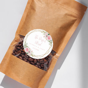 Perfecte mix bloem bruiloft koffie ronde sticker