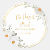 Perfecte mix witte bloem bruiloft koffie ronde sticker (Voorkant)