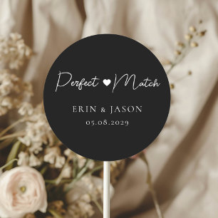Perfecte overeenkomst! Zwart, Elegant, Eenvoudig Ronde Sticker