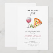 Perfecte Paar Wijn Pizza Couple's Douche Kaart (Voorkant / Achterkant)