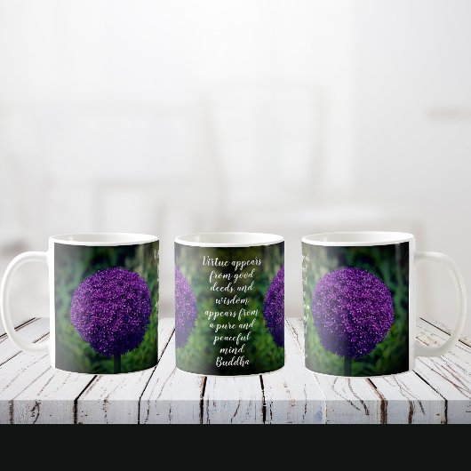 Perfecte Paarse Allium Flower Motivatie Quote Koffiemok