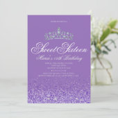 Perfecte Paarse glitter, 16 uitnodigingen (Staand voorkant)