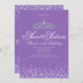 Perfecte Paarse glitter, 16 uitnodigingen (Voorkant / Achterkant)
