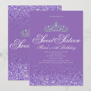 Perfecte Paarse glitter, 16 uitnodigingen