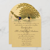 Perfecte Pair Peacock Gele Elegantie Kaart (Voorkant / Achterkant)