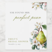 Perfecte Parel Bloemrijke Bruids-Shower Wijn Etiket (Enkel label)