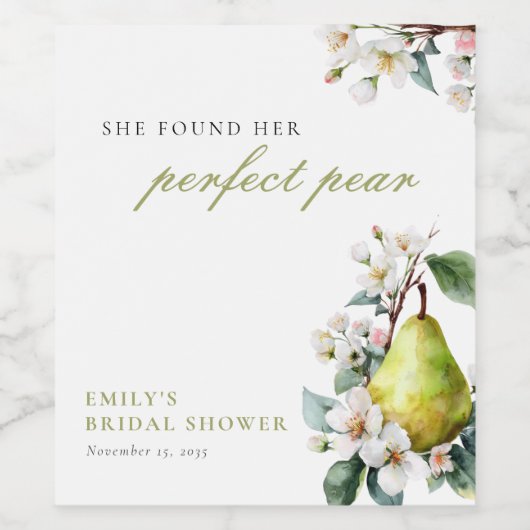 Perfecte Parel Bloemrijke Bruidsmeisjesborrel Wijn Etiket