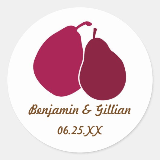 Perfecte peer wijn rode bruiloft gunst naam label  (Voorkant)