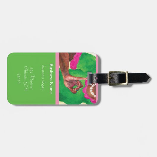 Perfecte roze en groene dames kaarten bagagelabel (Voorkant horizontaal)