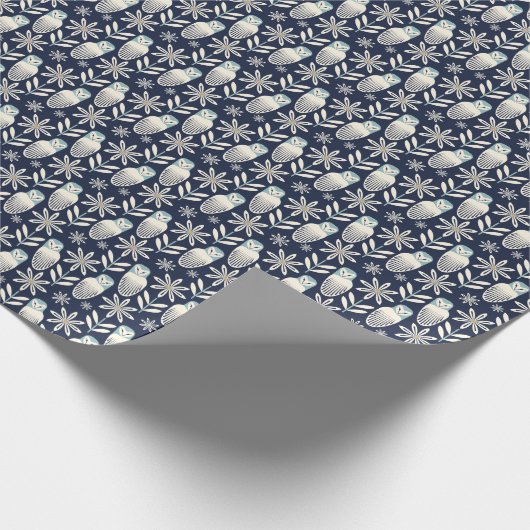 Perfecte Schuur Uil - blauwe achtergrond Cadeaupapier (Hoek)