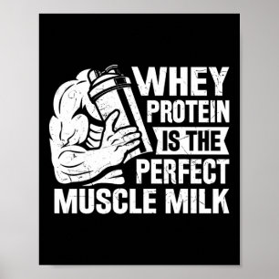 Perfecte Spier Melk Grappig Eiwit Liefhebber Quote Poster