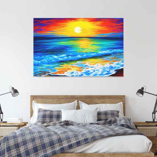 Perfecte strandzonsondergang canvas afdruk (Insitu (Slaapkamer))